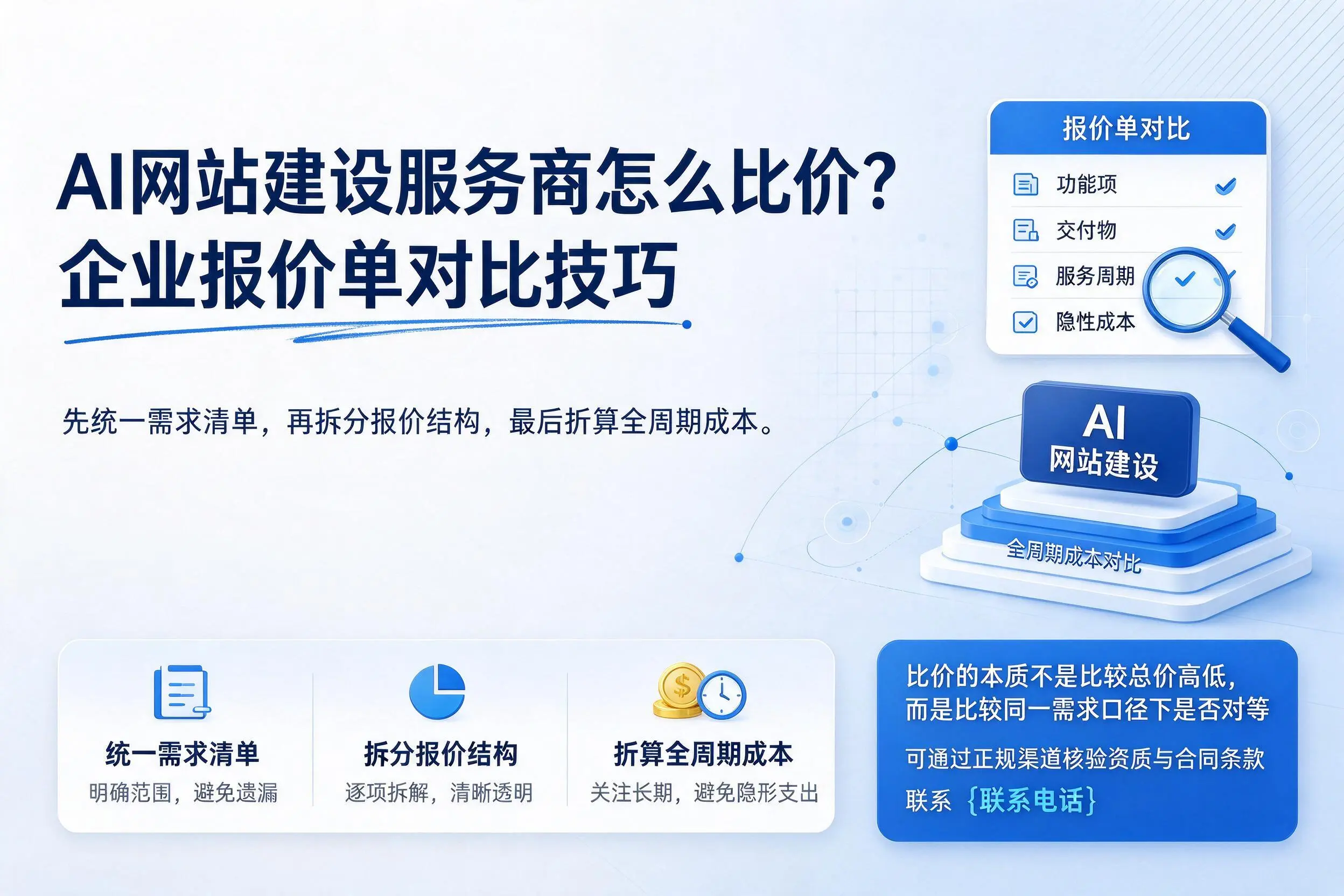 AI网站建设服务商怎么比价?鹤壁企业报价单对比技巧