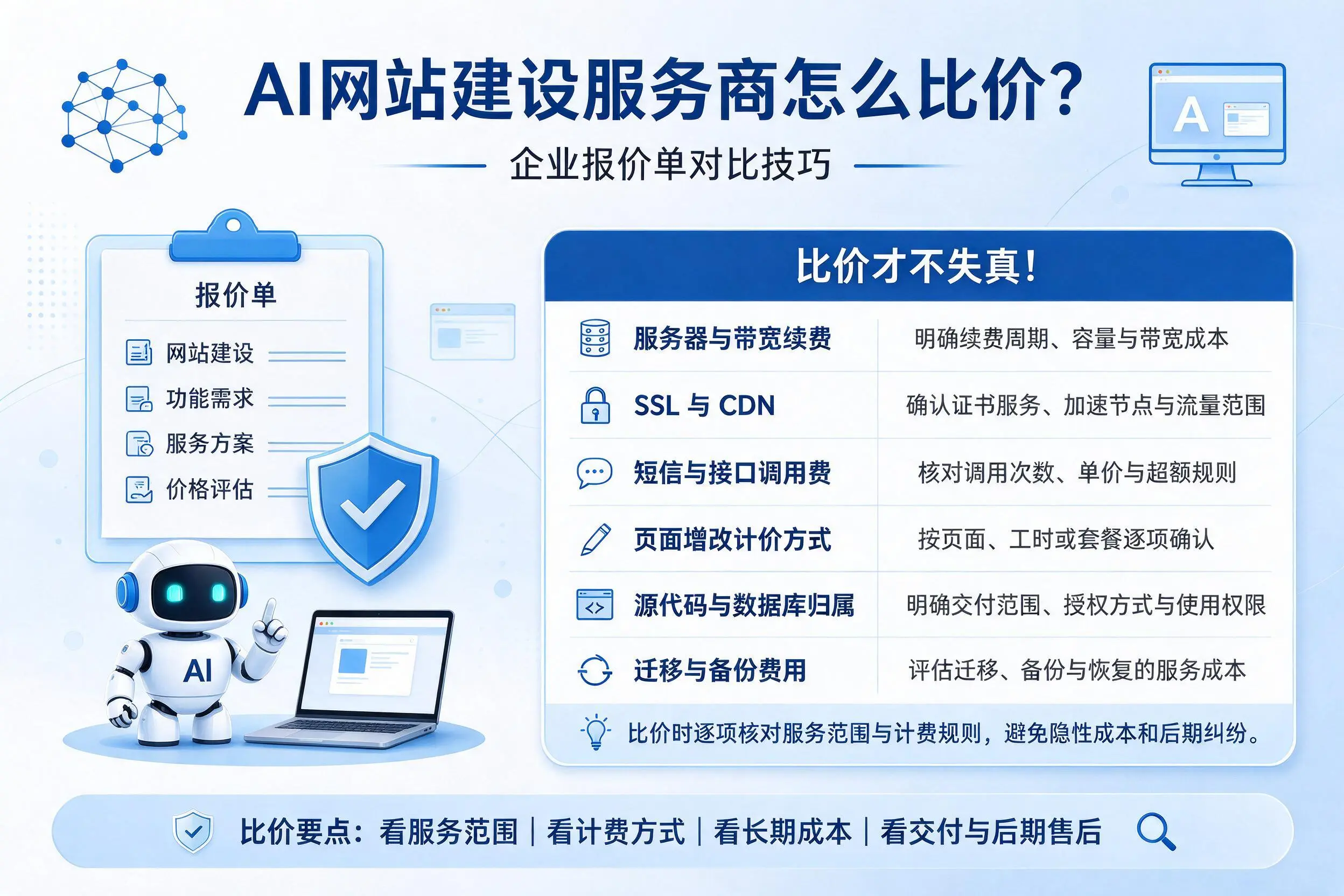 AI网站建设服务商怎么比价?鹤壁企业报价单对比技巧