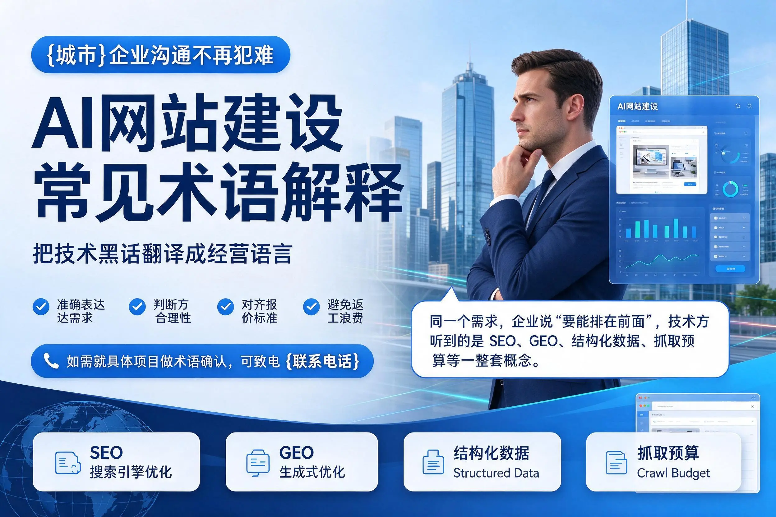 AI网站建设常见术语解释，鹤壁企业沟通不再犯难
